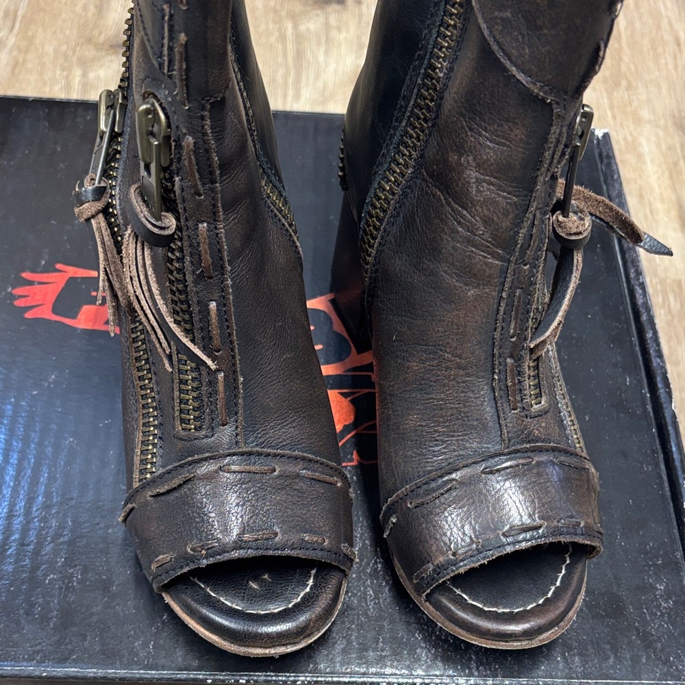 Freebird Women's Brown Ankle Boots with Buckles - Picture 8 of 9